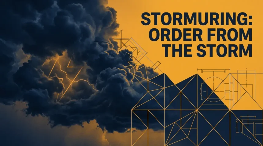 Illustration of stormuring concept showing storm energy and structured problem-solving for a guide on stormuring definition and meaning