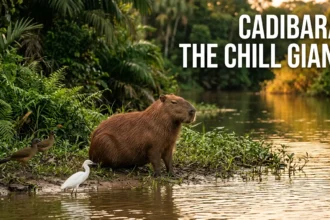 Illustration of a cadibara capybara resting near water showing its calm social nature for a guide on cadibara meaning and facts